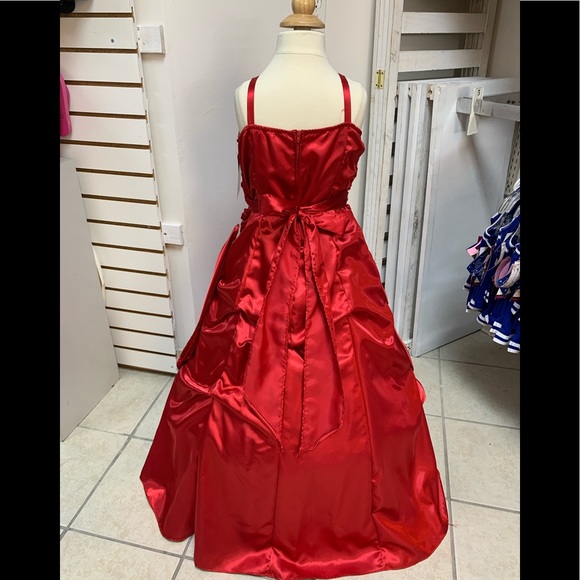 Size 10 Valentine Christmas Red FlowerGirl Pageant BallGown Dress & Scarf NWT - Picture 2 of 3